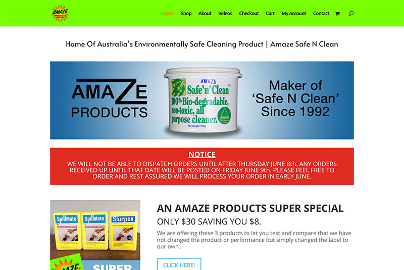 Amaze Products Online Store Australia | website design and build