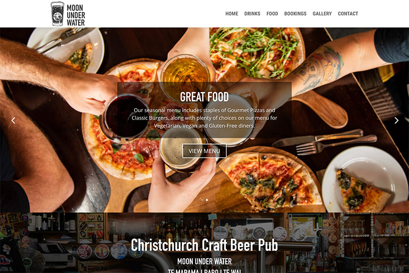 Moon Under Water Craft Beer Pub Christchurch | website design and build