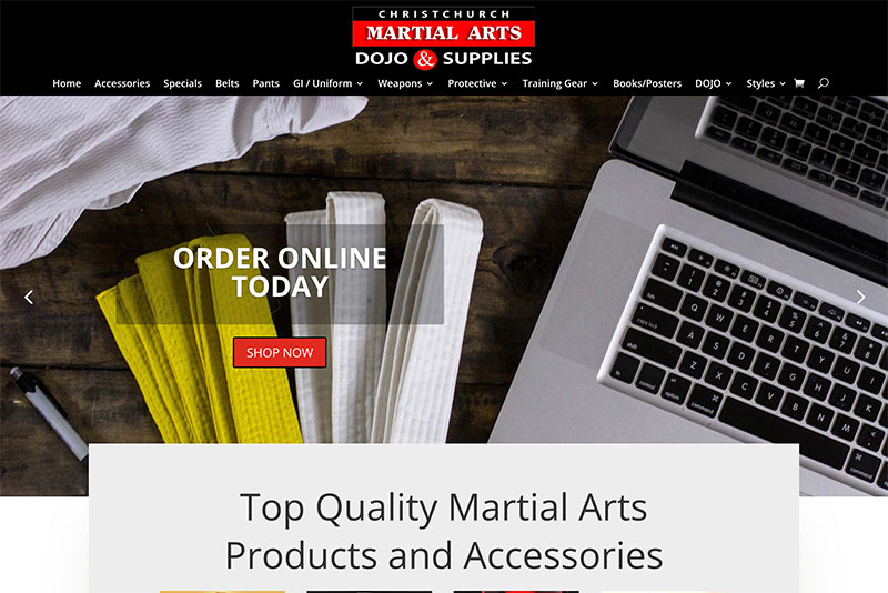 Christchurch Martial Arts Online Store | website design and build
